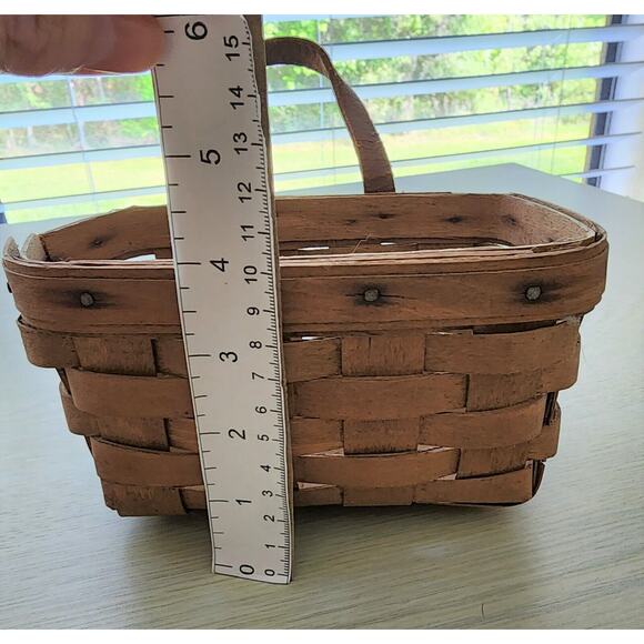 LONGABERGER BASKET-Mail-Keys-Leather Handle-Hanging-Handmade-Signed-1985 - Picture 10 of 13